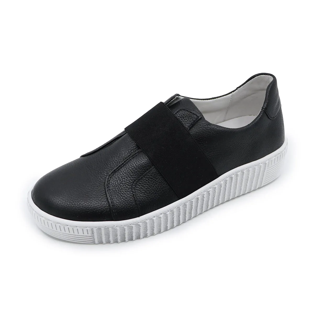 Aisha Black Soft Walking Slip-Ons