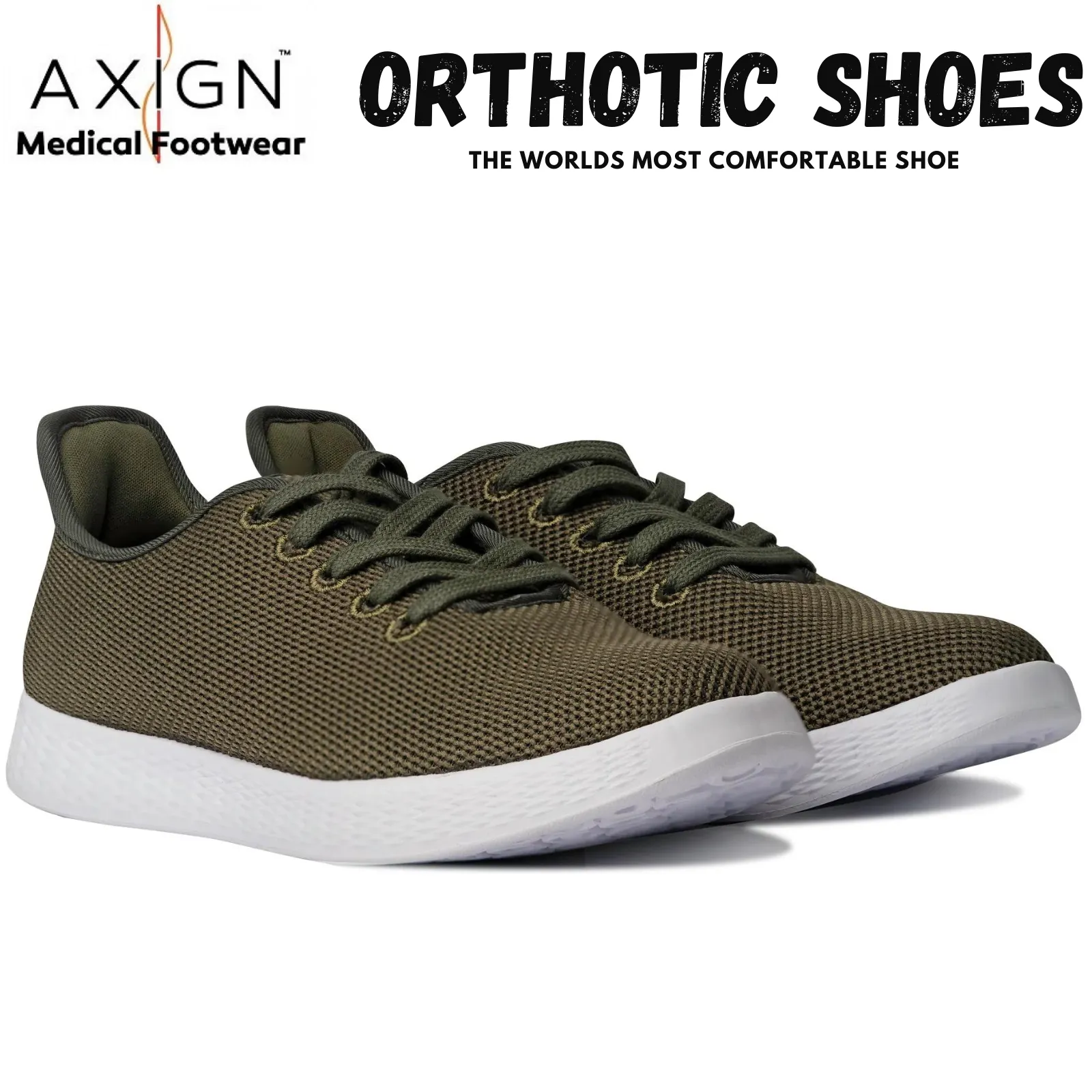 Axign River Lightweight Casual Orthotic Shoes Sneakers Runners - Khaki