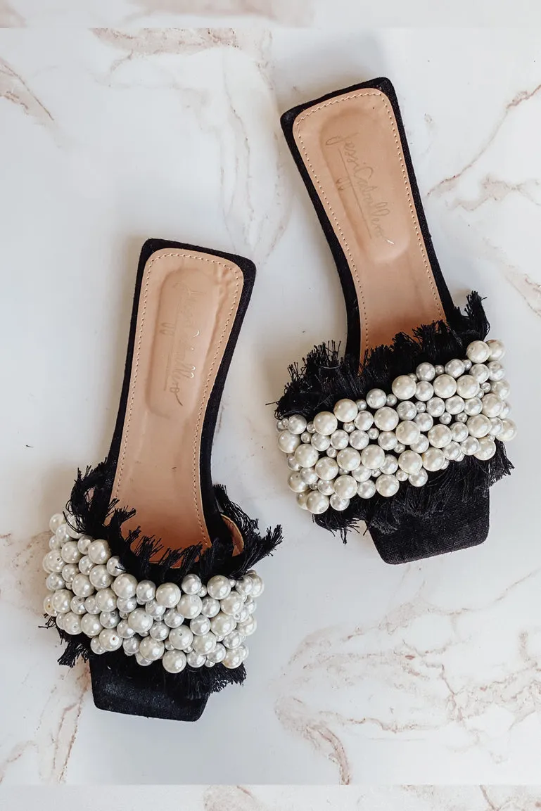 Black Fidelina Pearl Flats