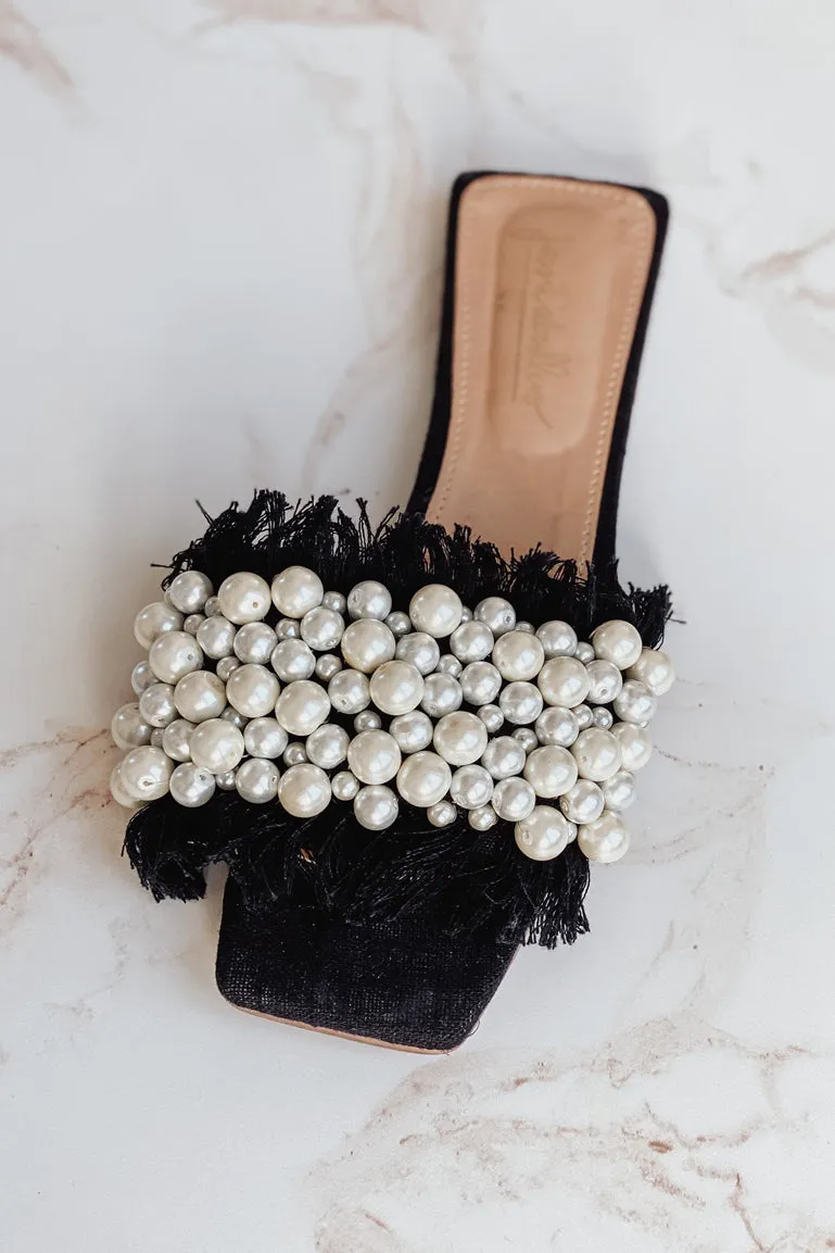 Black Fidelina Pearl Flats