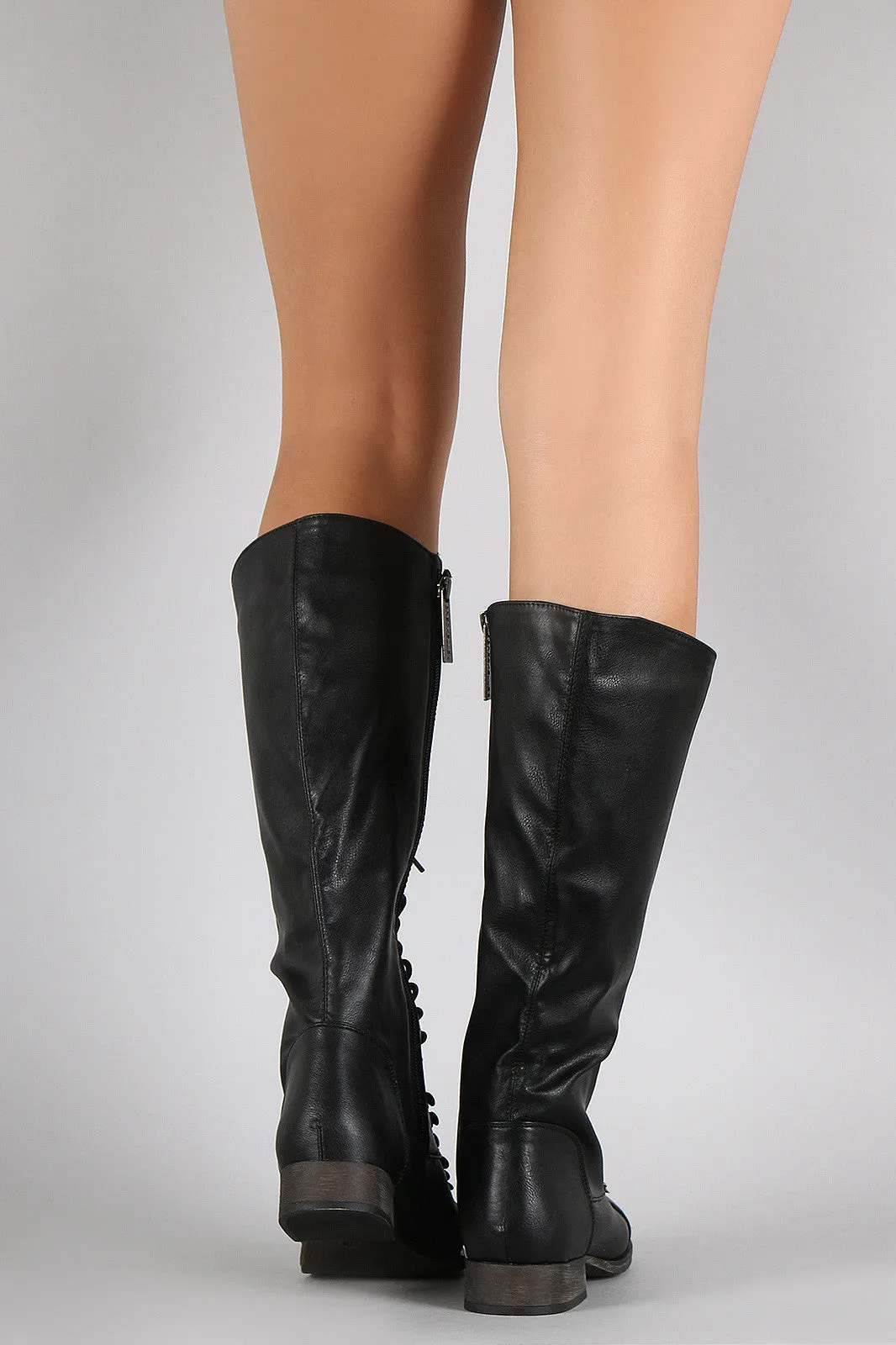 Breckelle Combat Lace Up Knee High Boots