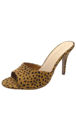 Cheetah Print High Heel Slide Sandals