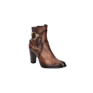 Cuadra Women's Genuine Deer Leather Brown Bootie