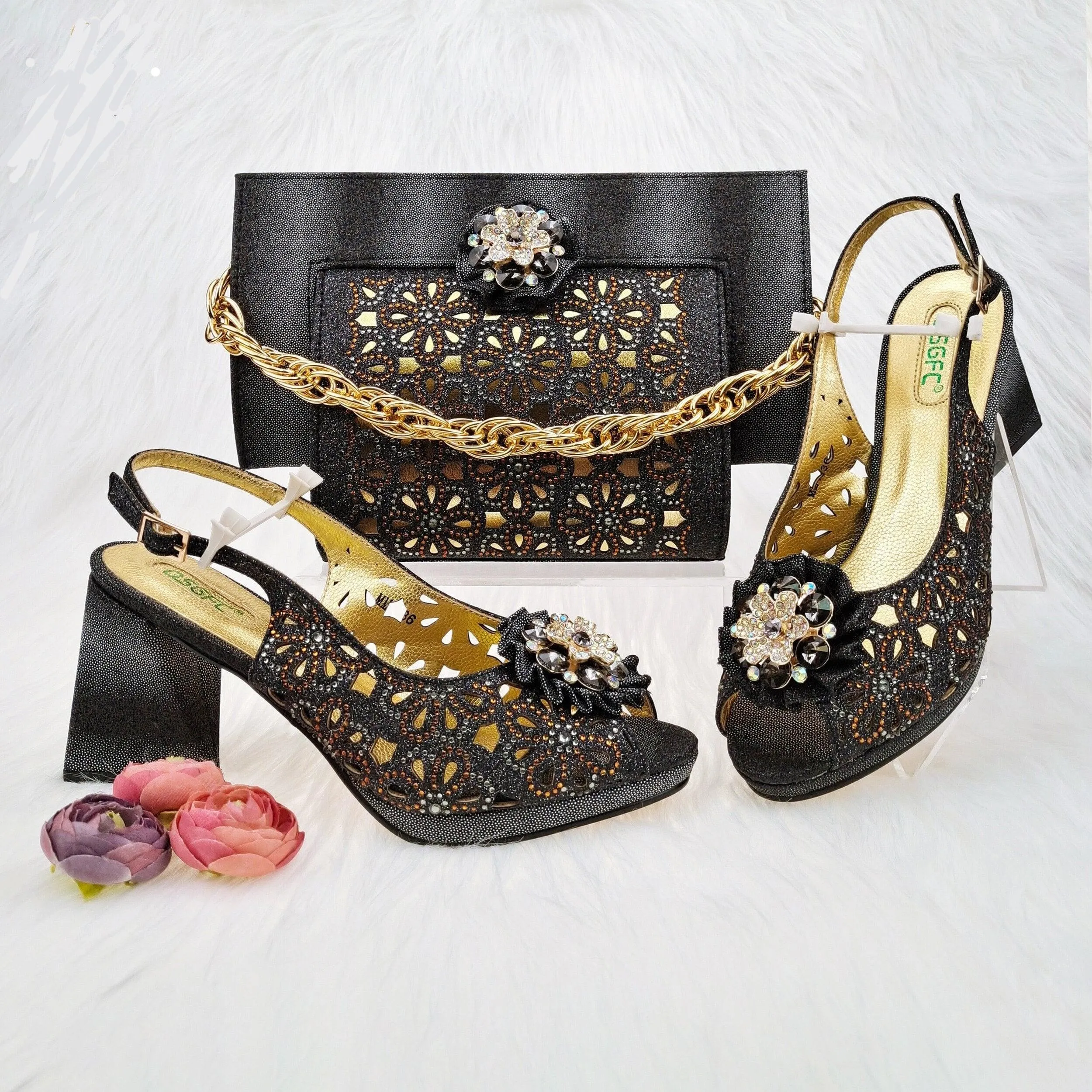 Cutout Decorated Shoes and Bags Set