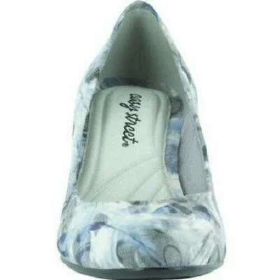 Easy Street Passion Pumps Blue Feather Fabric, Size 7N