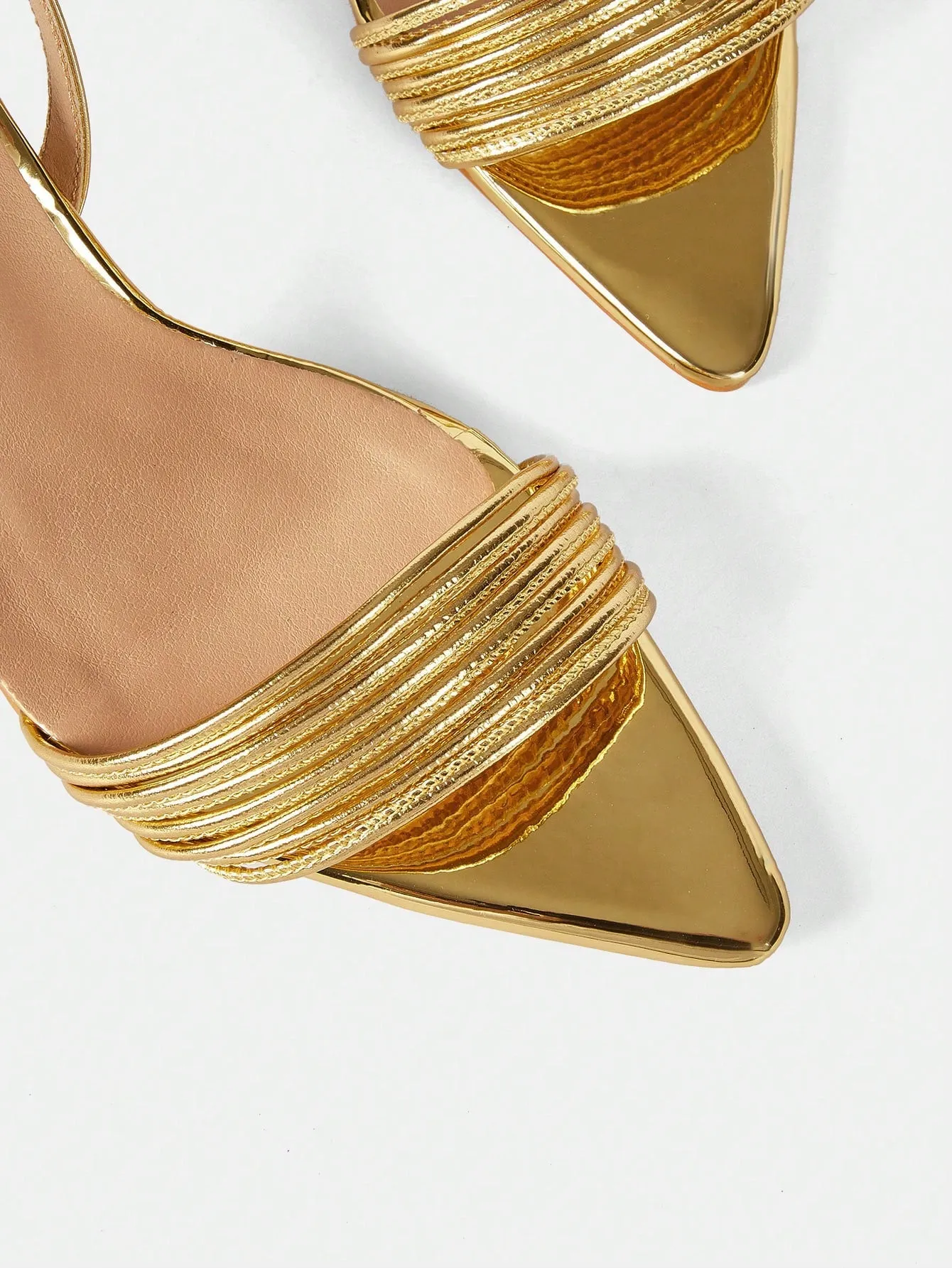 Glamorous Gold Slingback Multi Thin Strap Heeled Sandals