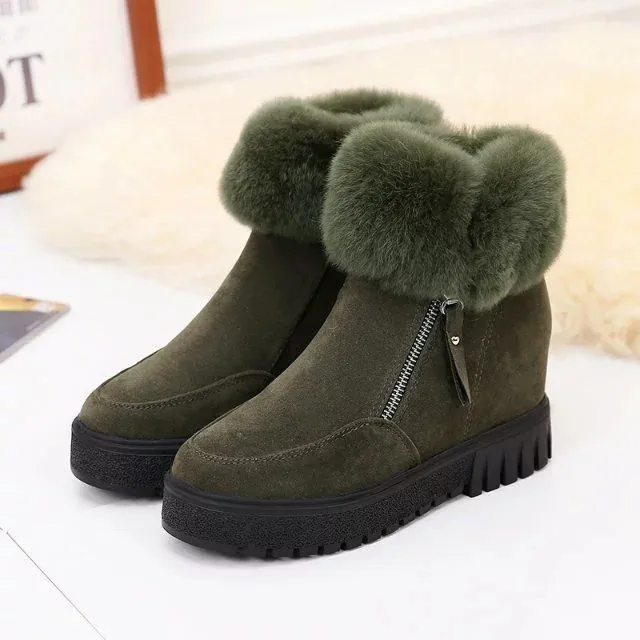 Inner Heightening Snow Boots Women Short Hairy Short Boots