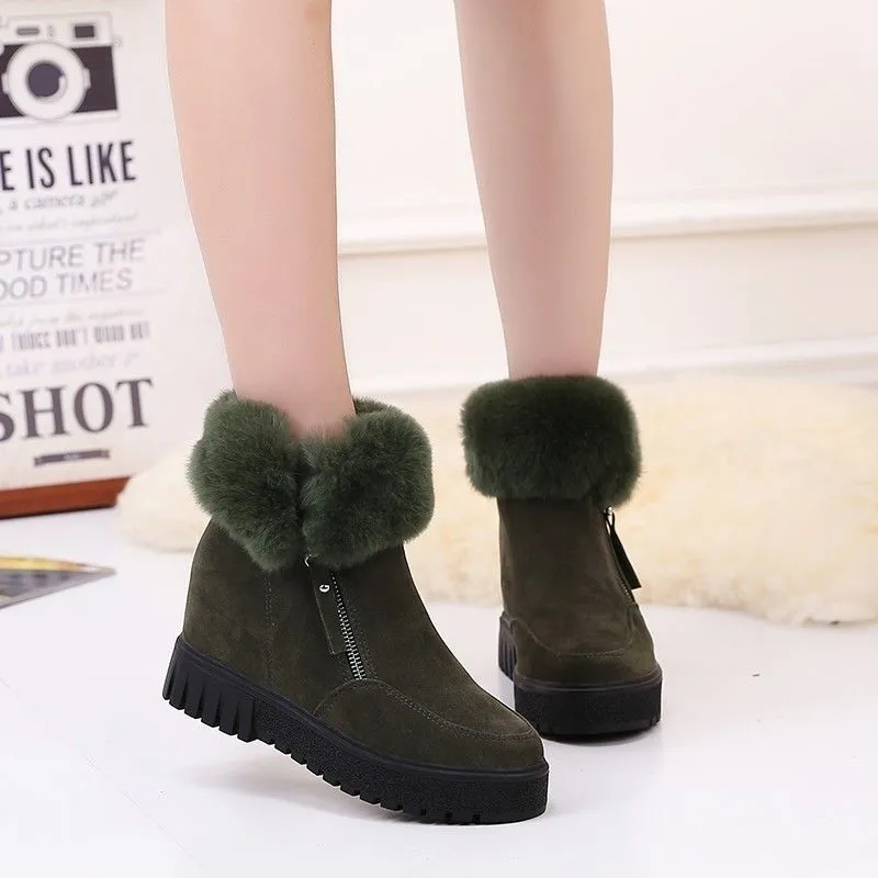 Inner Heightening Snow Boots Women Short Hairy Short Boots