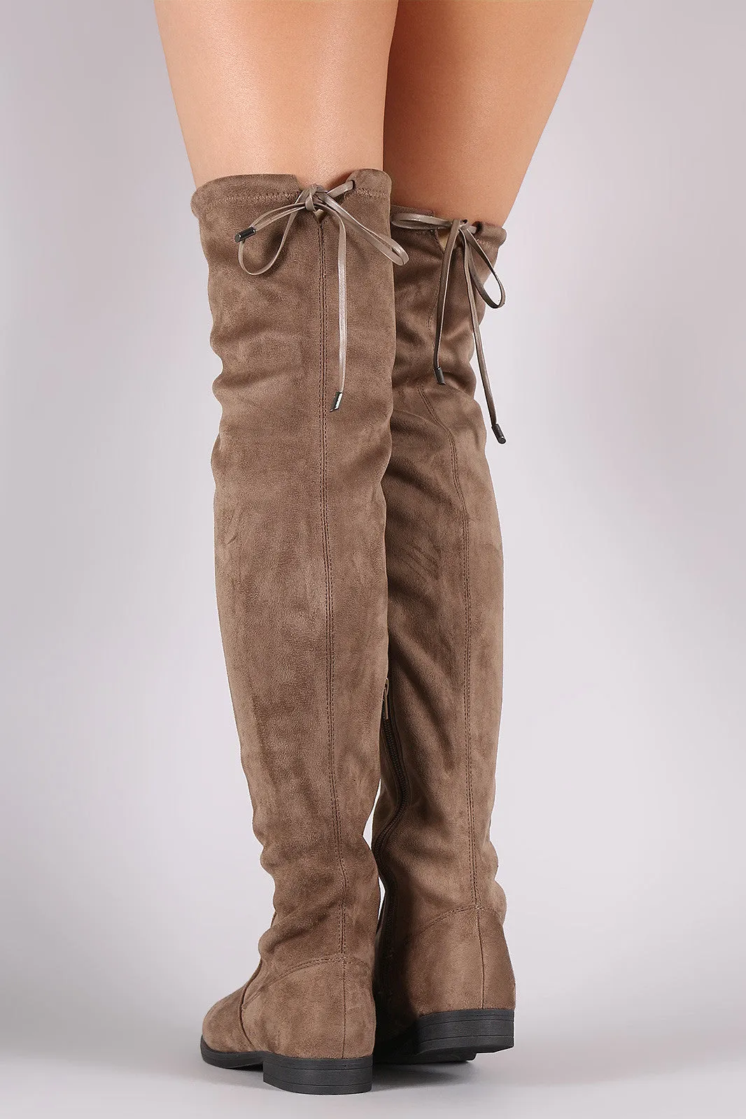 Liliana Suede Drawstring Tie Riding Over-The-Knee Boots