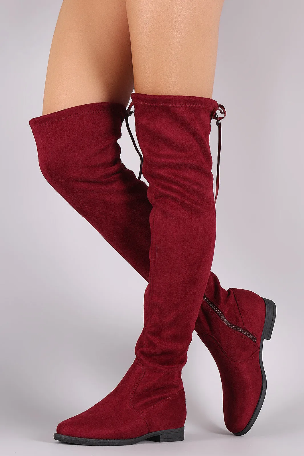 Liliana Suede Drawstring Tie Riding Over-The-Knee Boots