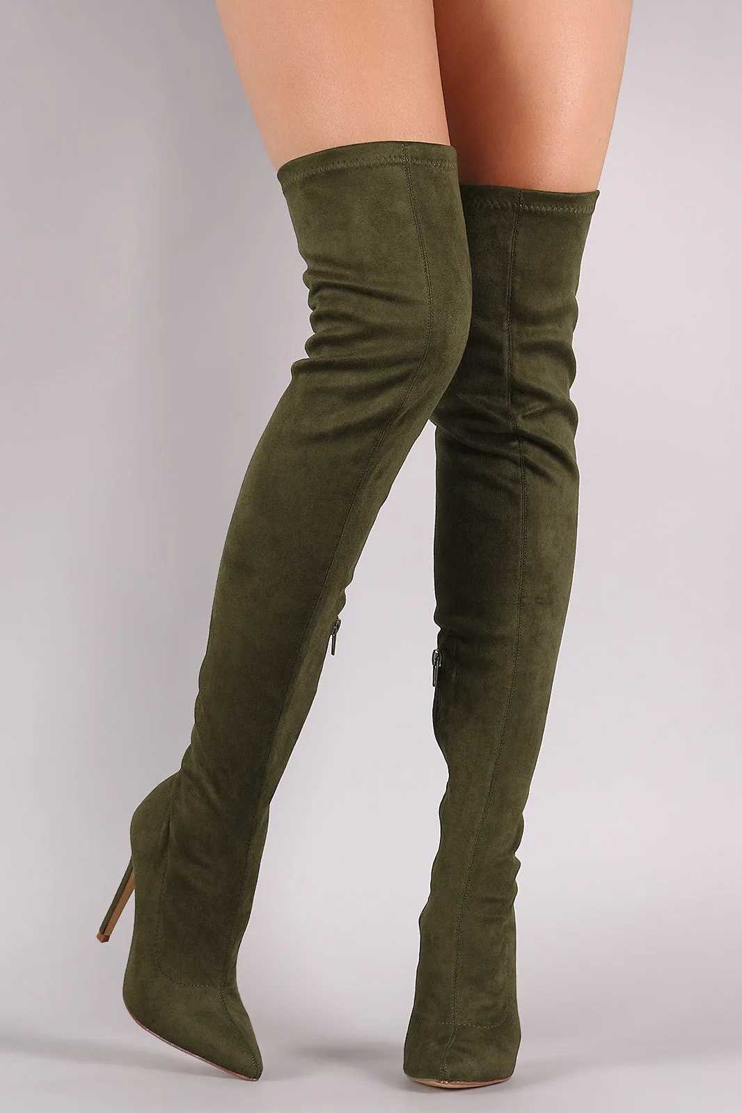 Liliana Suede Pointy Toe Stiletto Over-The-Knee Boots