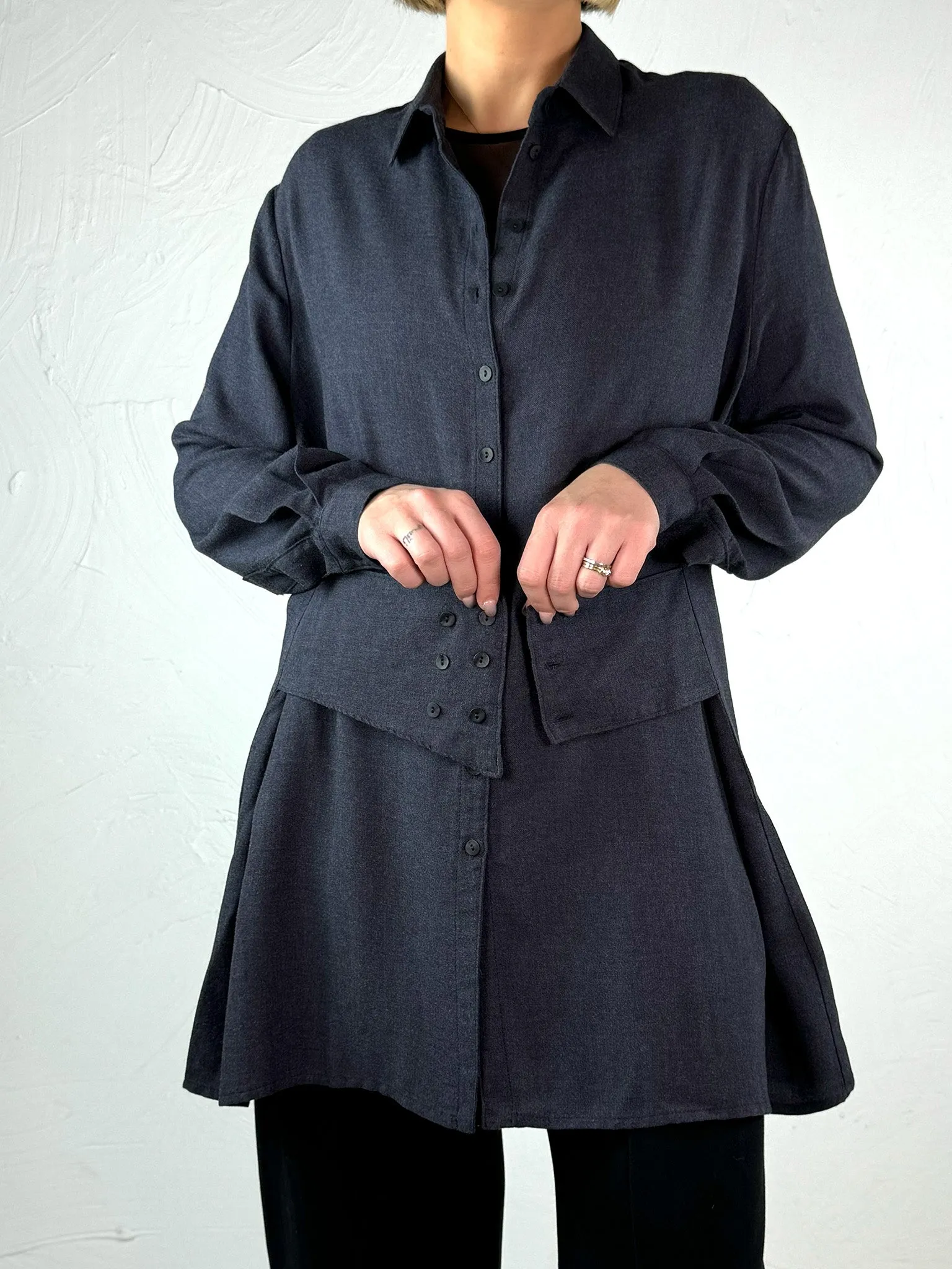 Lurdes Bergada Longline Navy Shirt 430