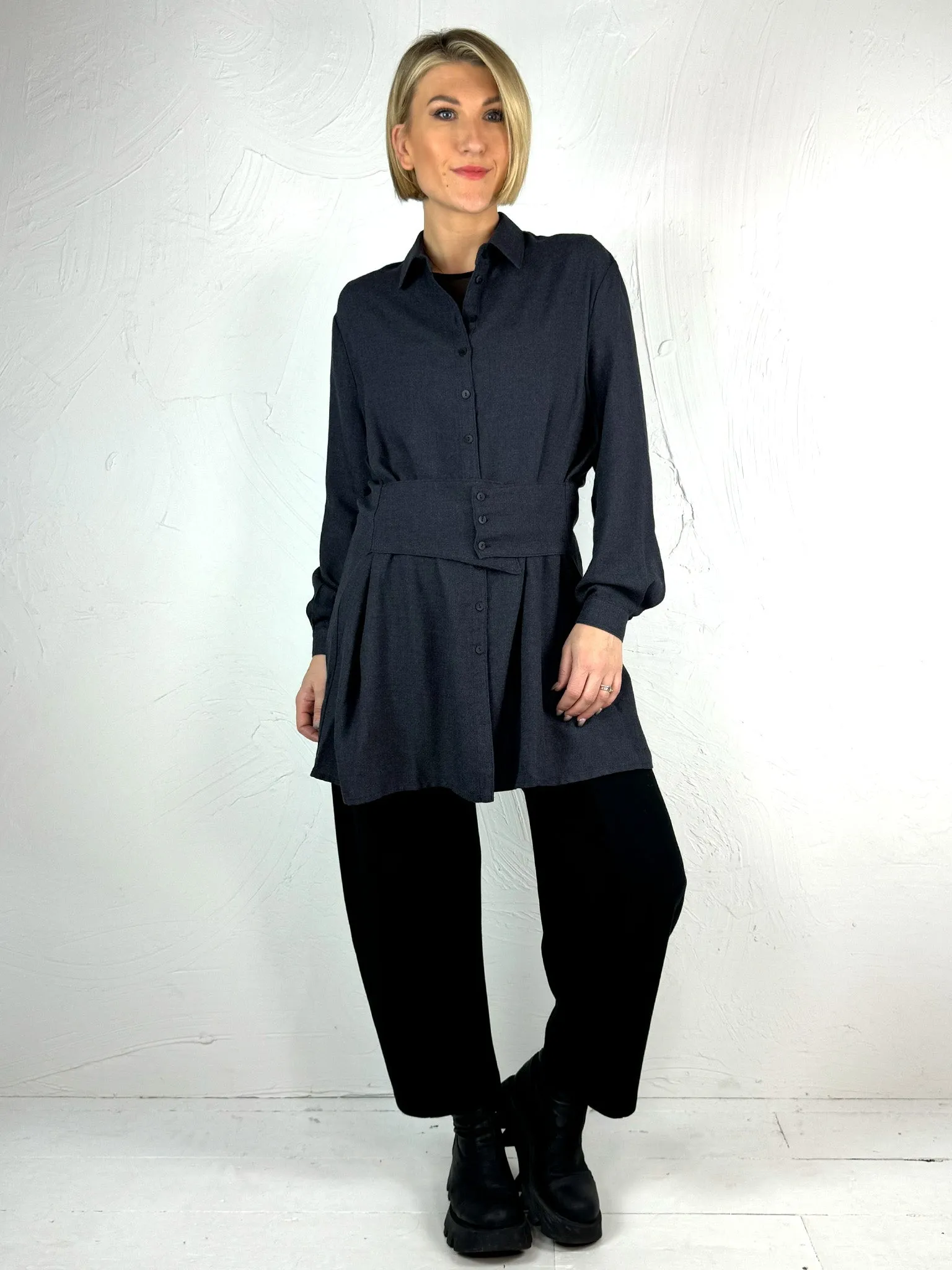 Lurdes Bergada Longline Navy Shirt 430