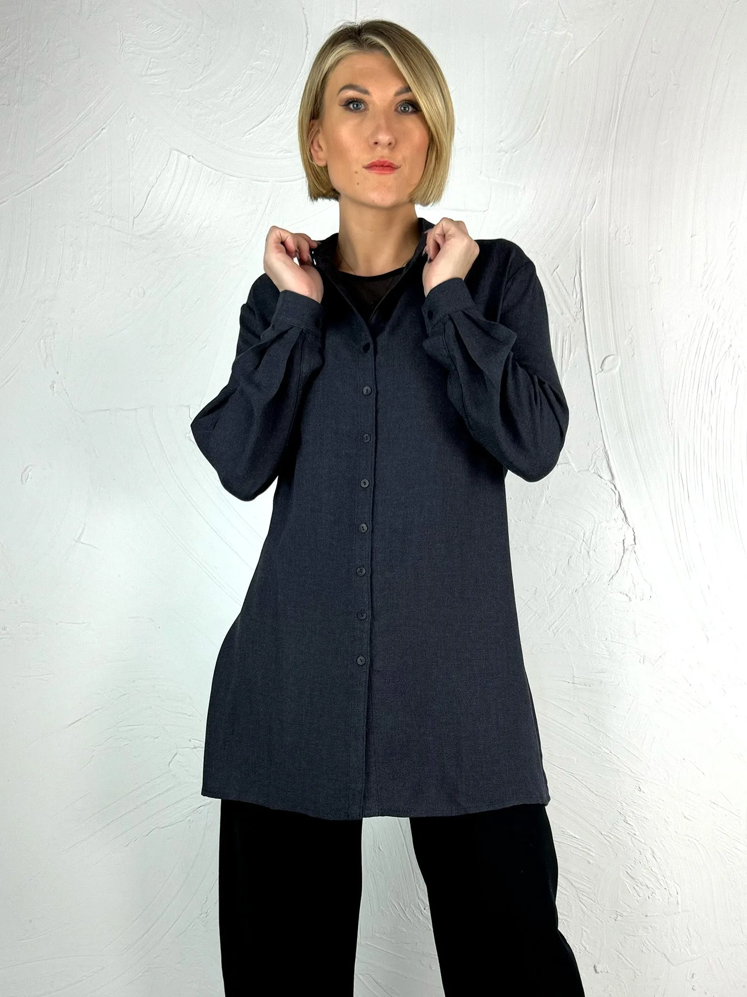 Lurdes Bergada Longline Navy Shirt 430