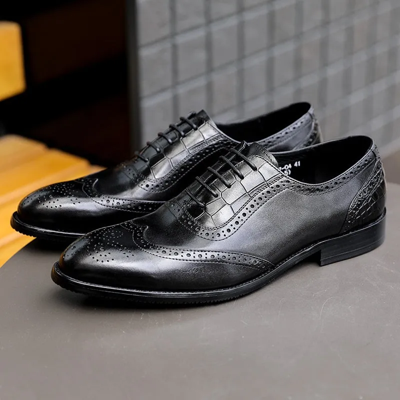 LuxePoint Exotic Pattern Lace Brogue Dress Shoes