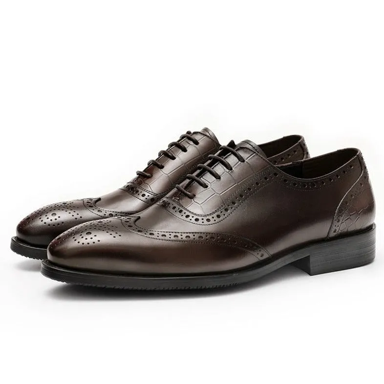 LuxePoint Exotic Pattern Lace Brogue Dress Shoes