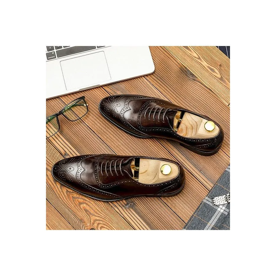 LuxePoint Exotic Pattern Lace Brogue Dress Shoes