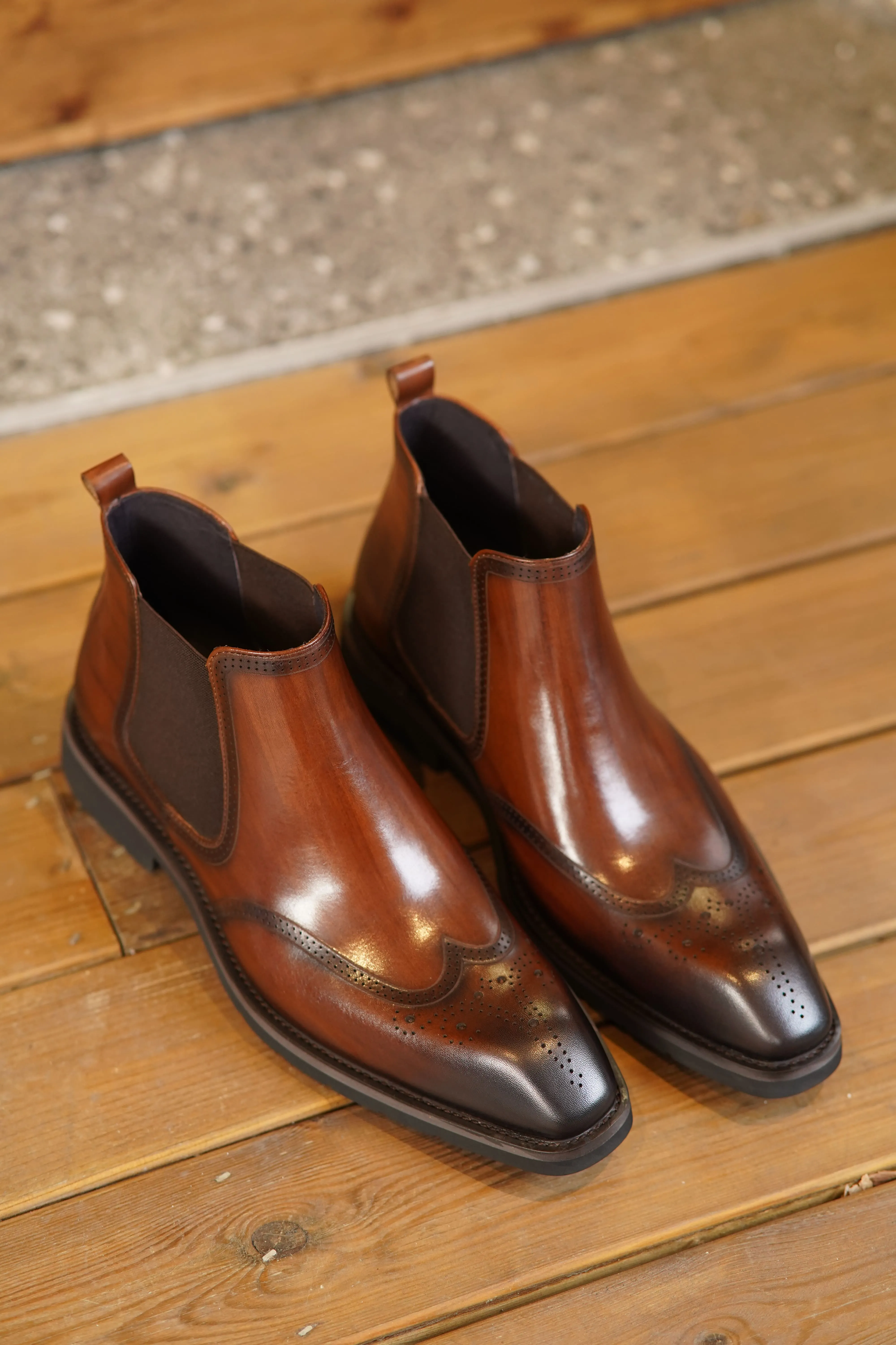 Men’s Brogue Leather Chelsea Boots.