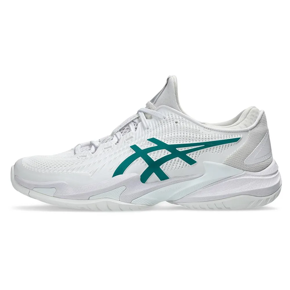 Mens Court FF 3 Novak Tennis Shoes White and Pitch Green