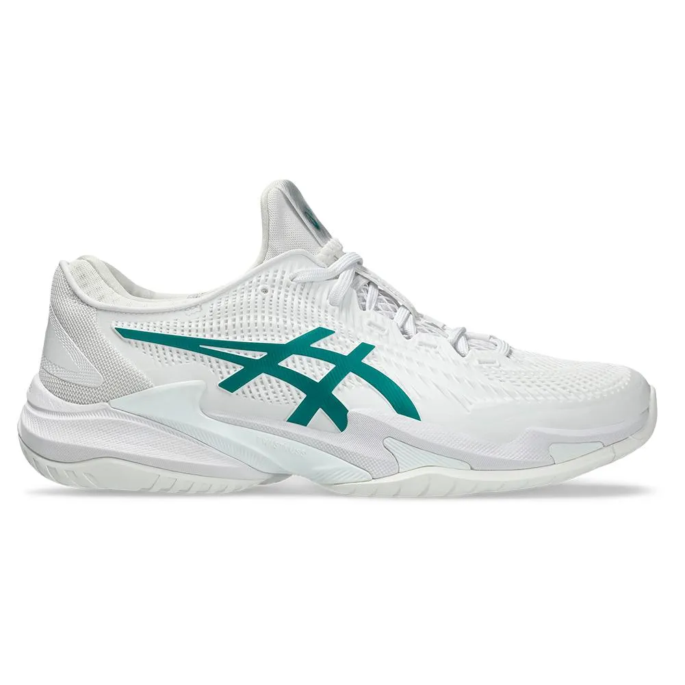 Mens Court FF 3 Novak Tennis Shoes White and Pitch Green