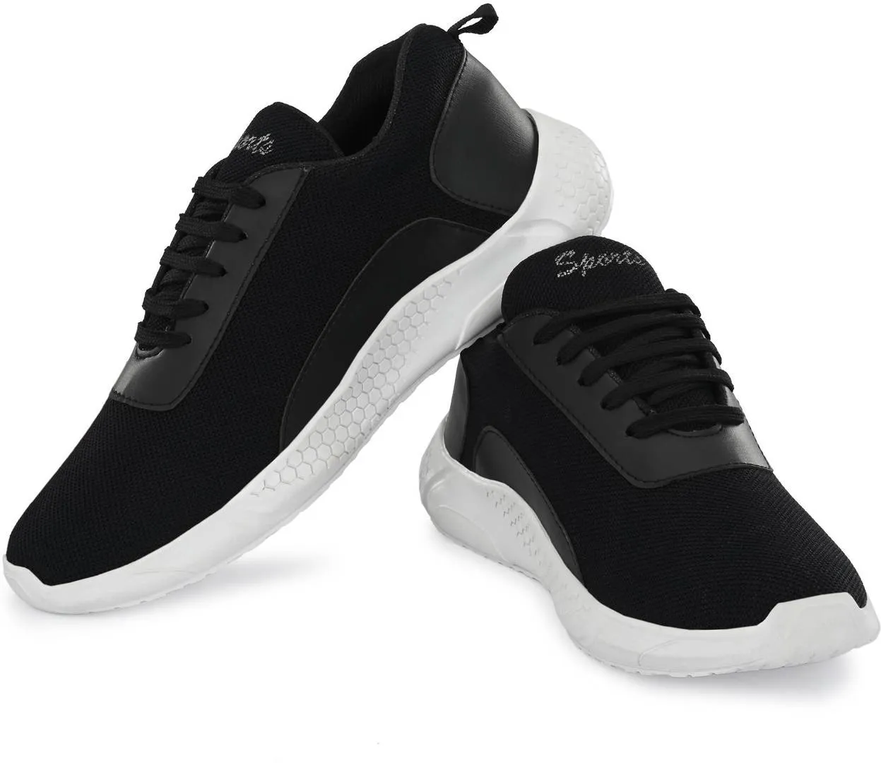 Men's Stylish and Trendy Black Self Design Mesh Casual Sneakers