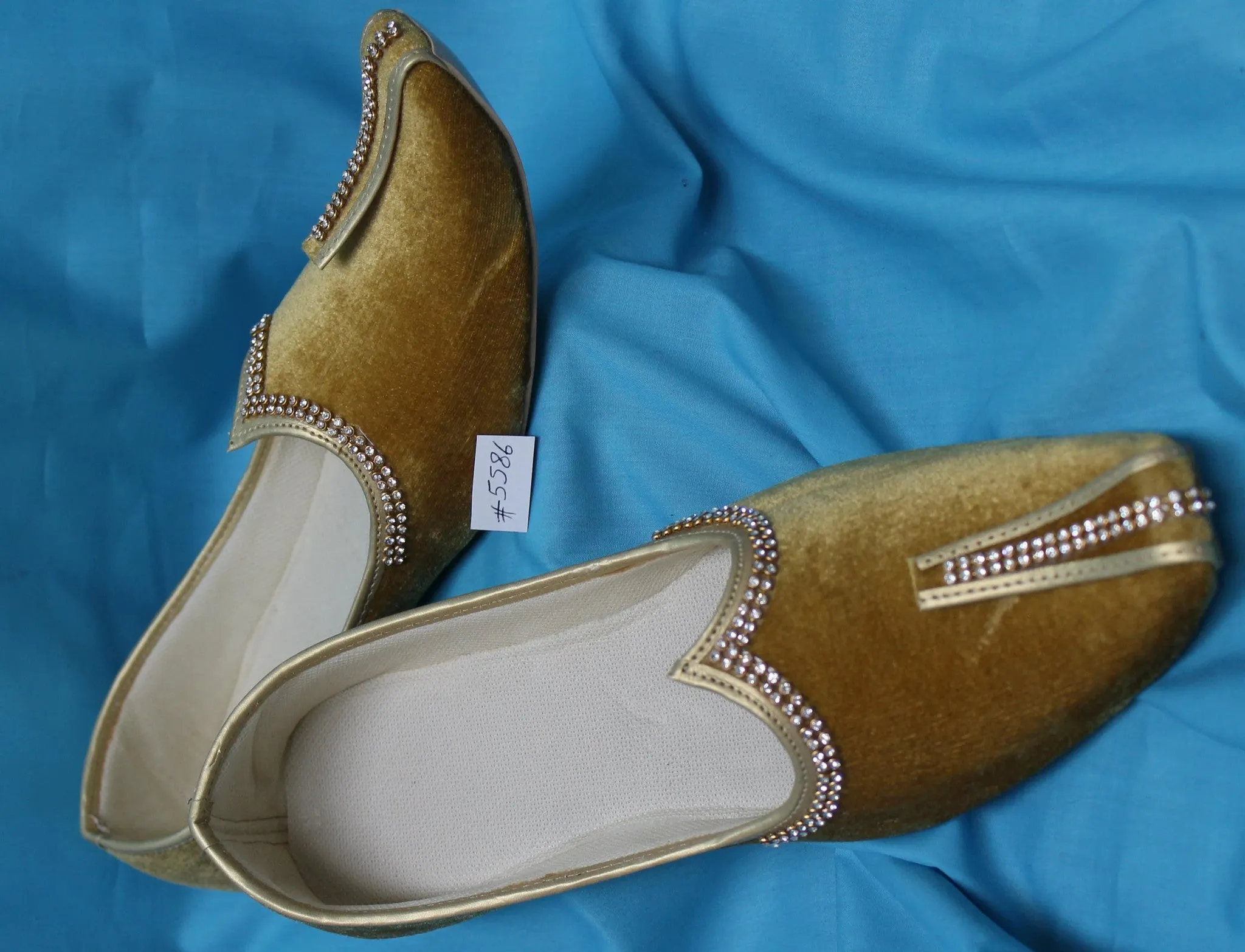 Mojari 5589 Golden Indian Juti Jooti Ballet Flat Saleem Shahi Khussa Shieno Sari