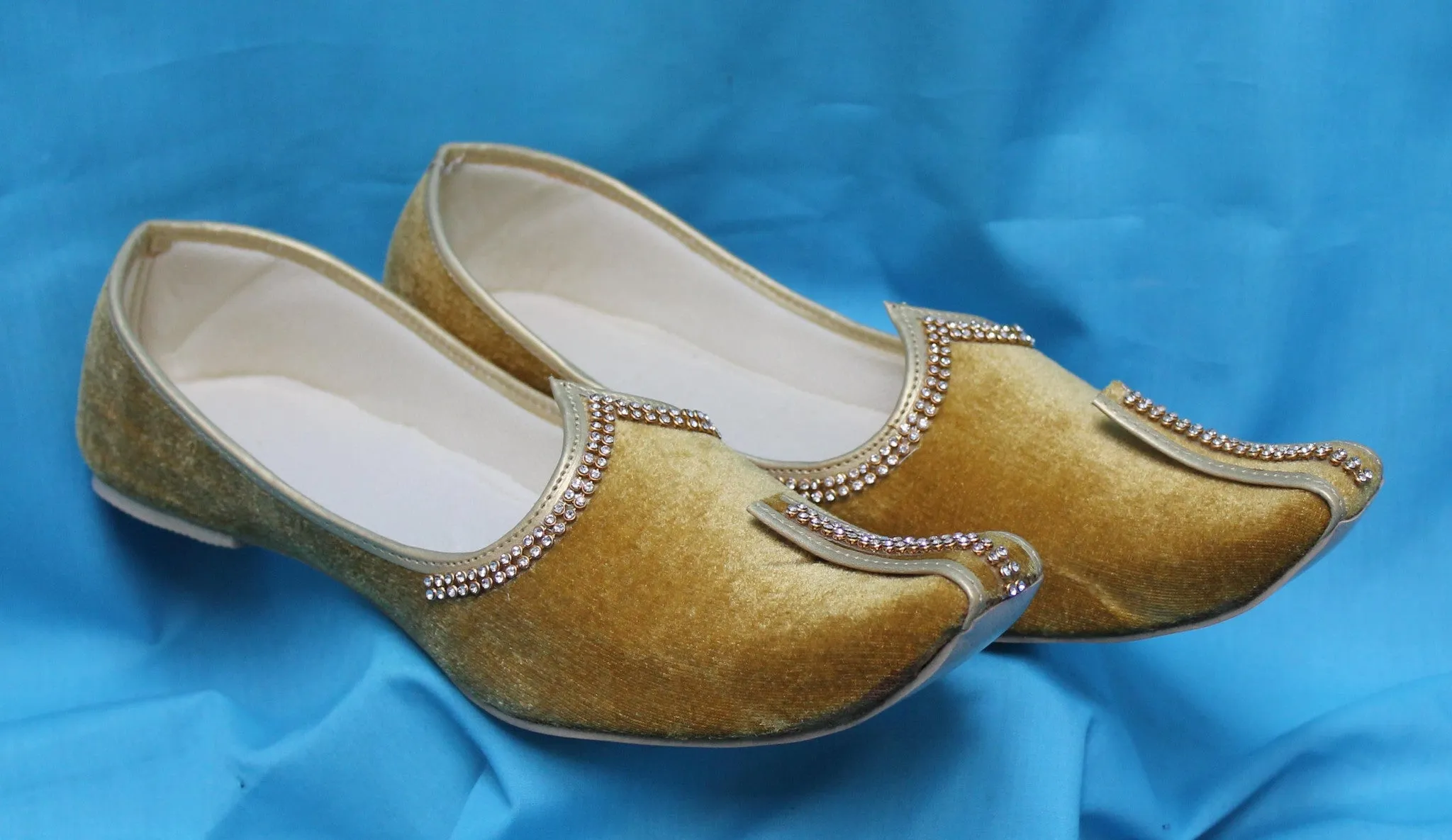 Mojari 5589 Golden Indian Juti Jooti Ballet Flat Saleem Shahi Khussa Shieno Sari