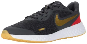 Nike Unisex Kids Revolution 5 (GS) DK Smoke Grey/Metallic Gold Road Running Shoe (BQ5671-016)