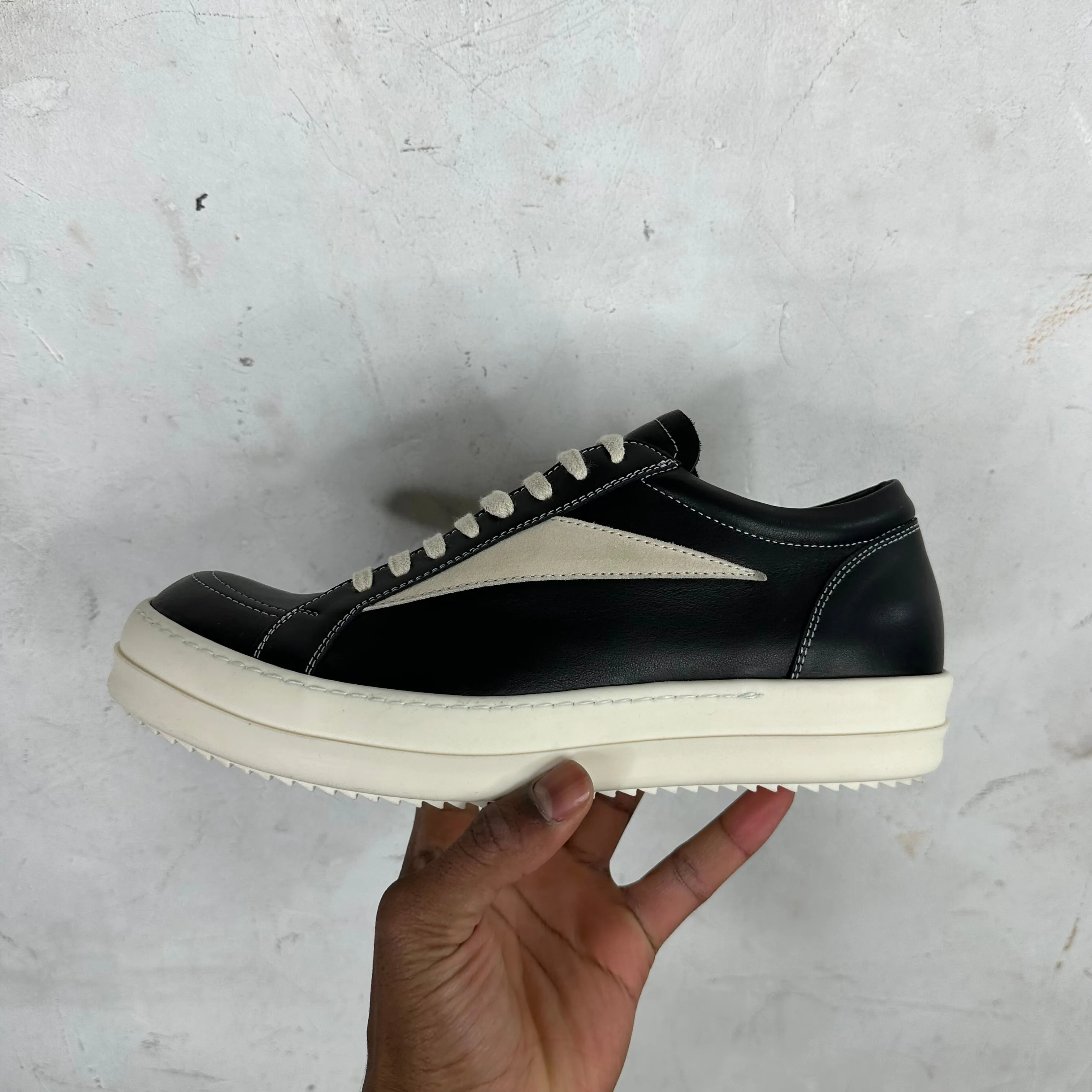 Rick Owens Black Leather Vans