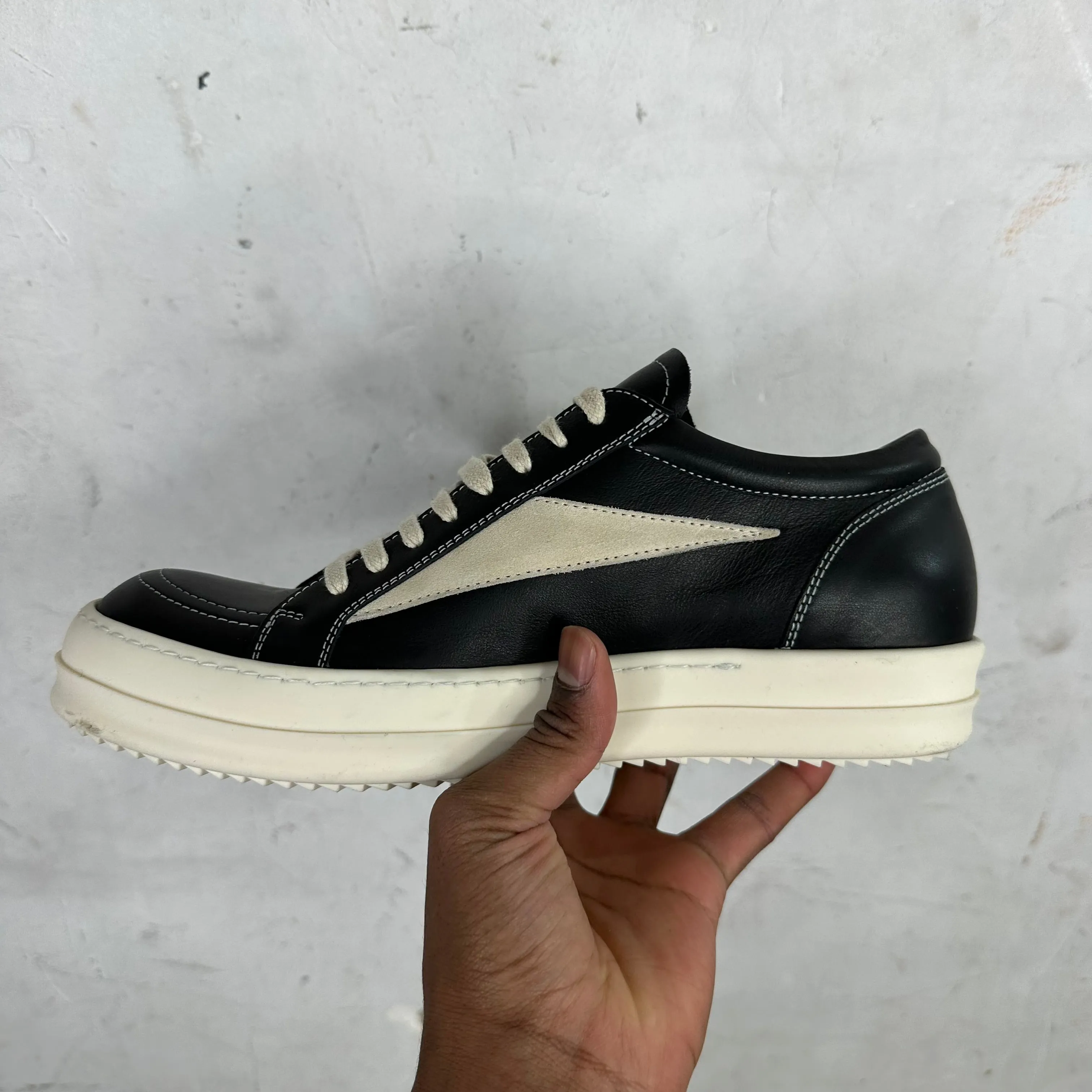 Rick Owens Black Leather Vans