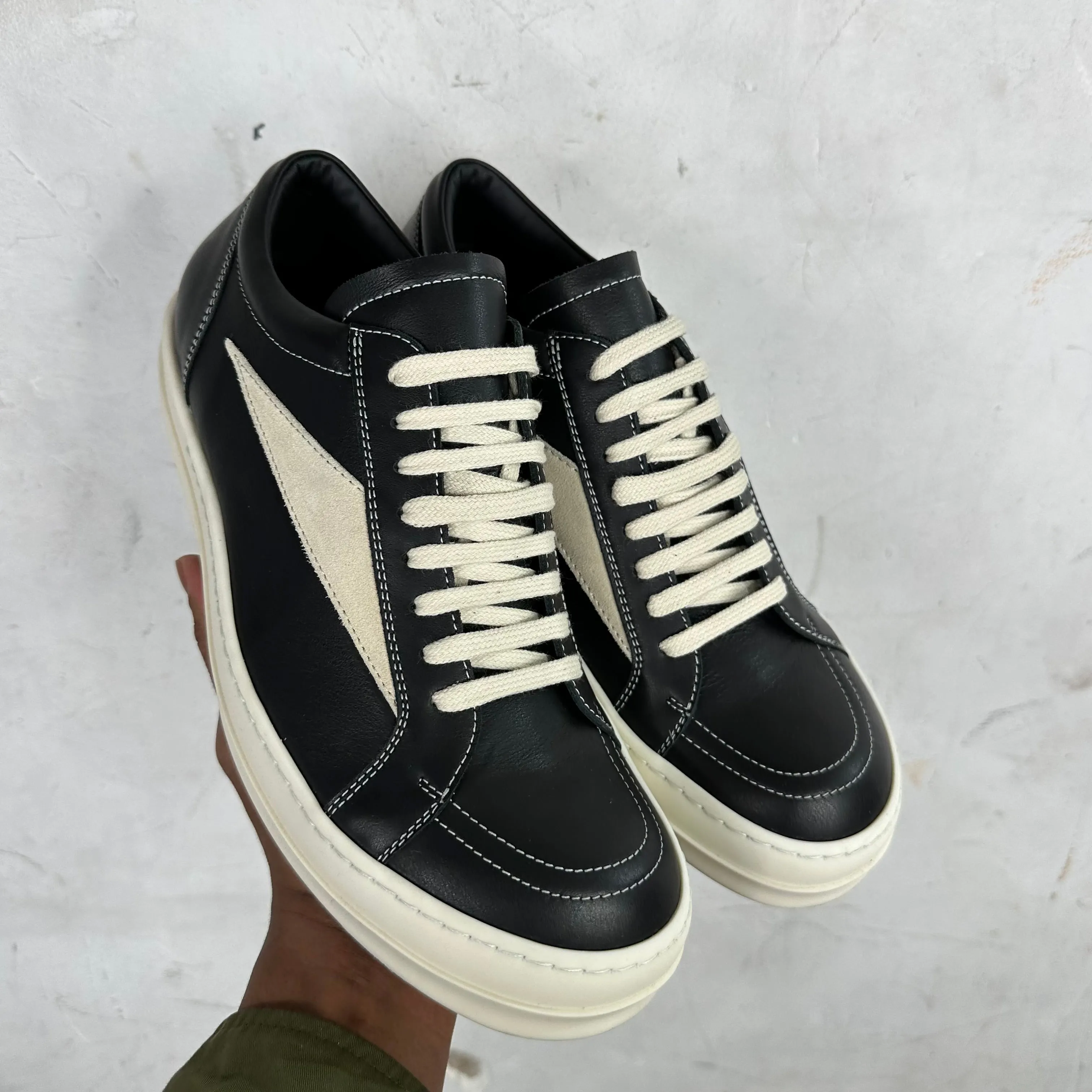 Rick Owens Black Leather Vans