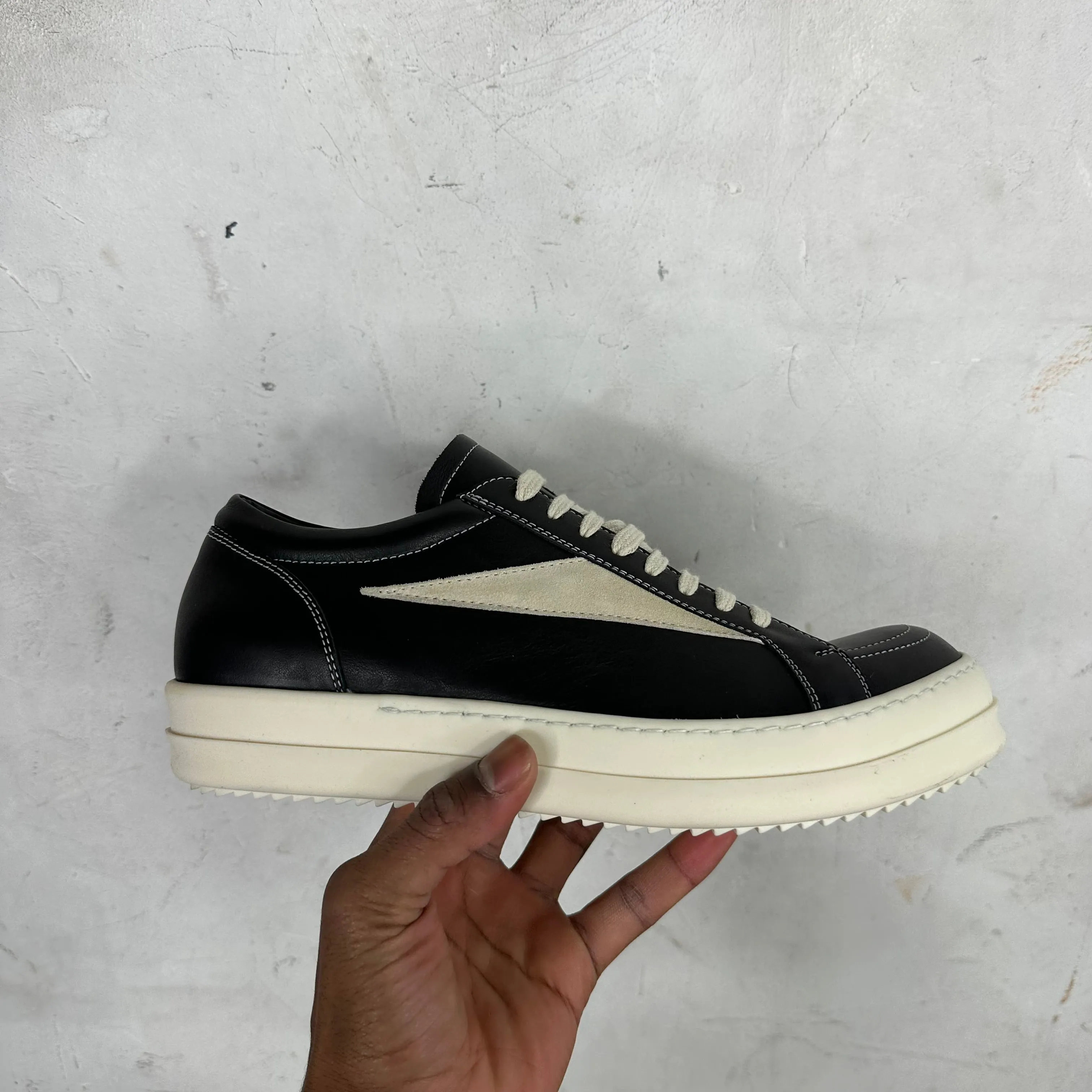 Rick Owens Black Leather Vans