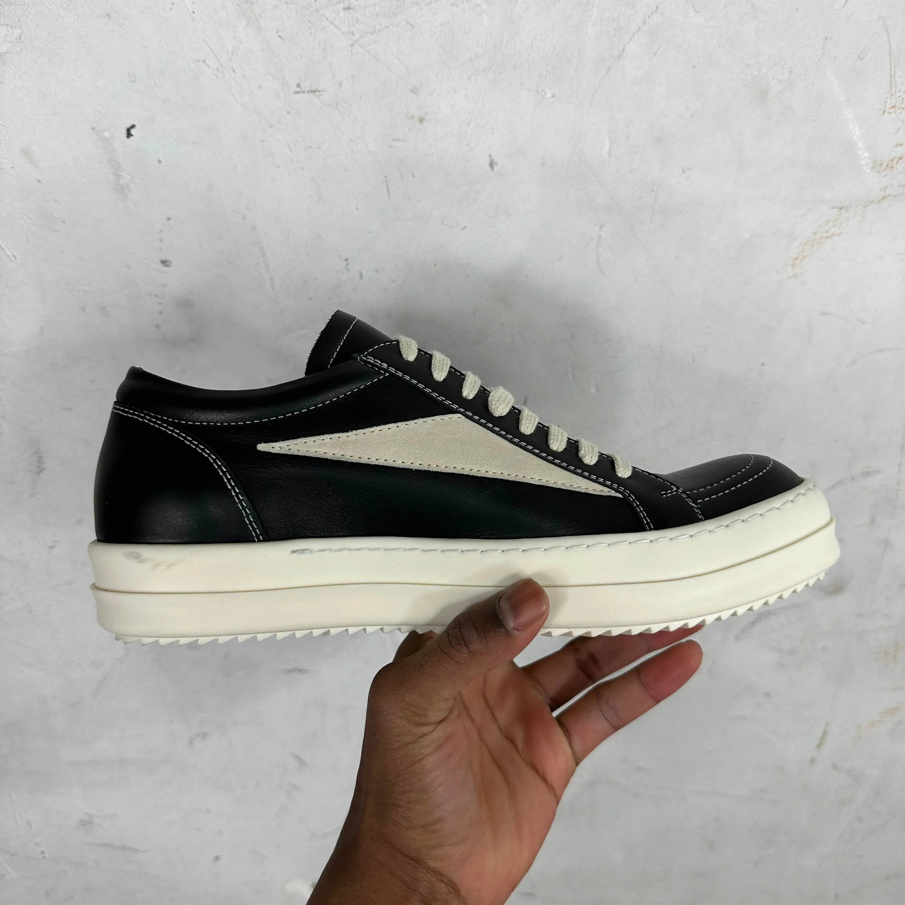 Rick Owens Black Leather Vans