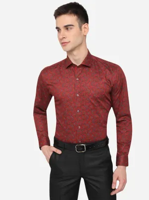 Rust Printed Slim Fit Party Wear Shirt | Greenfibre