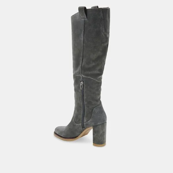 Sarie Suede Knee High Boot | Anthracite Grey