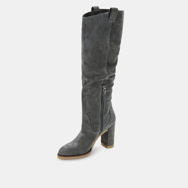 Sarie Suede Knee High Boot | Anthracite Grey