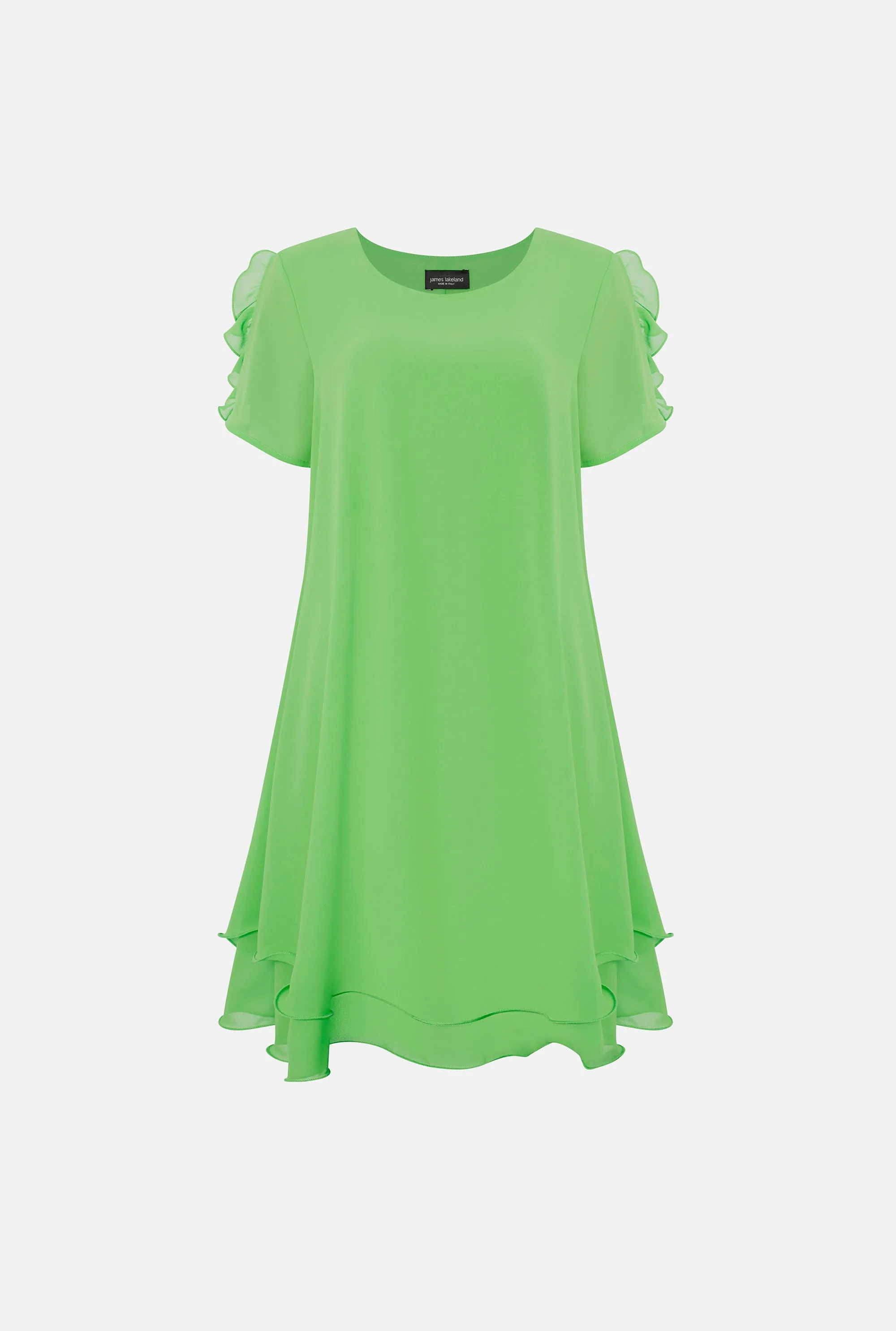 Short Sleeve Wave Hem Dress Green