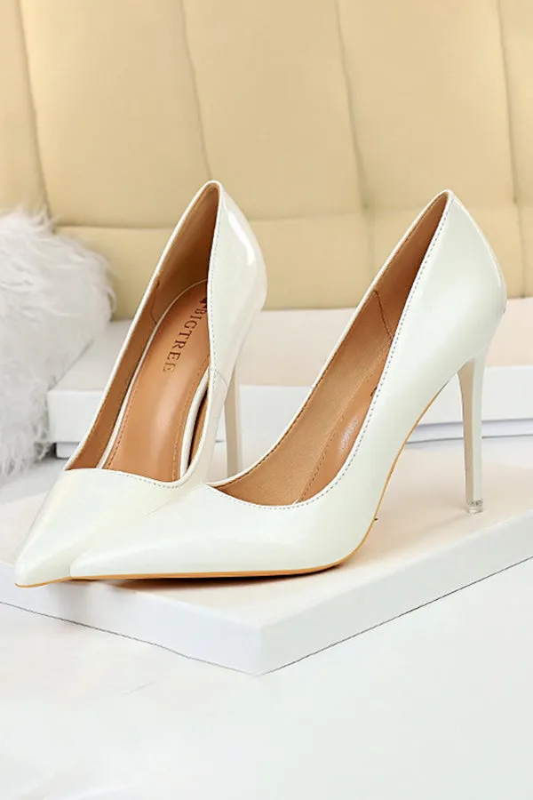 Simple Stiletto Patent Leather High Heels