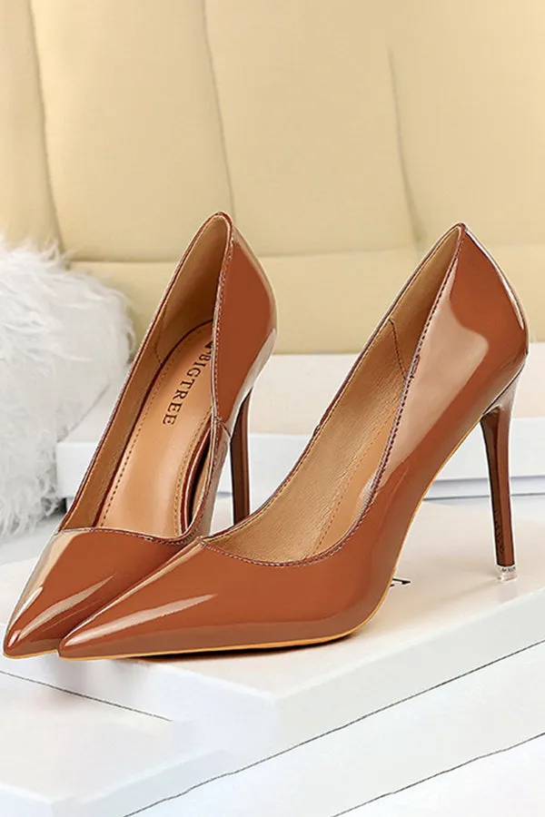 Simple Stiletto Patent Leather High Heels