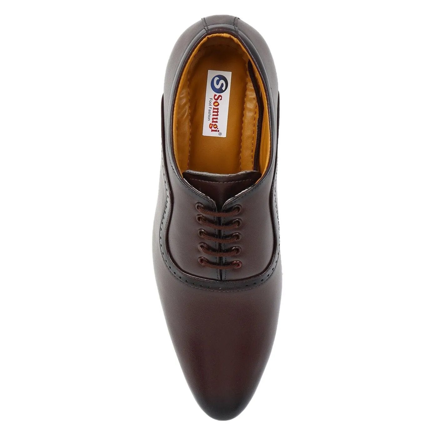 Somugi Brown Lace up Formal Shoes for Men made by Artificial Leather