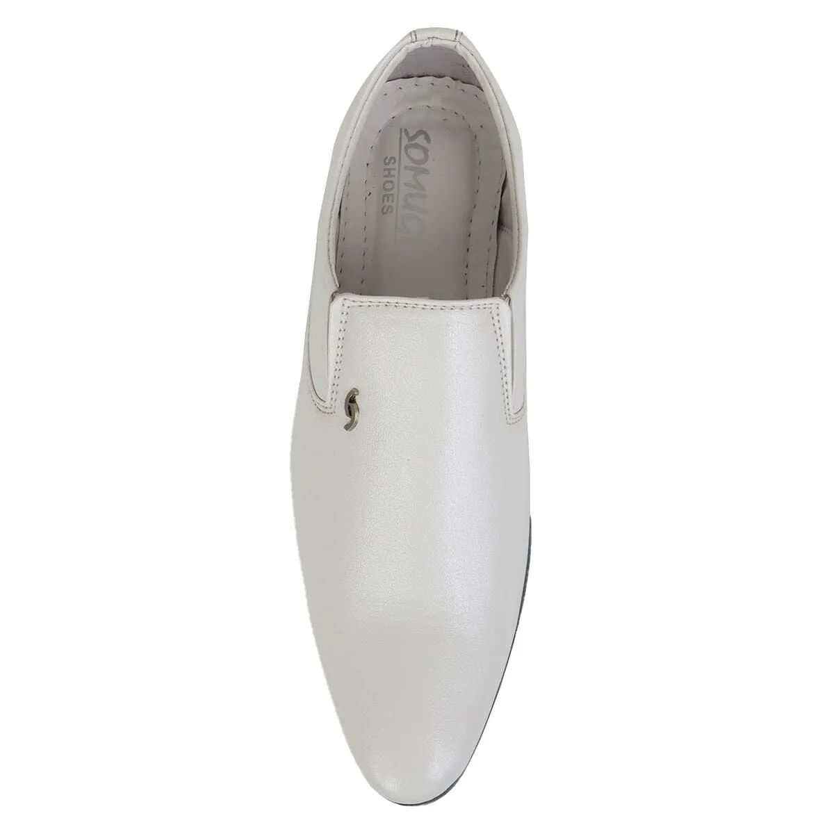 Somugi White Slip on formal Shoes for Men made by Artificial Leather