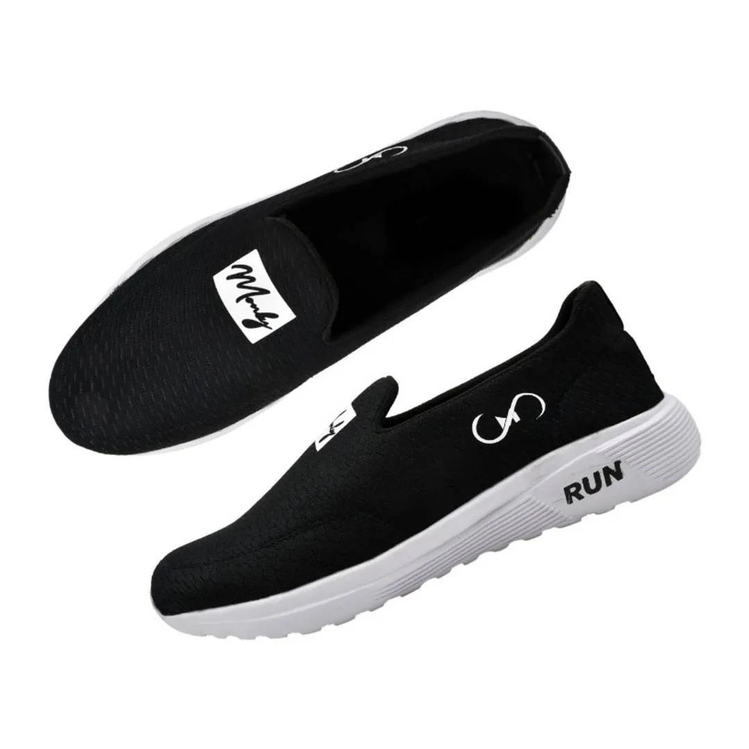 Stylish Black Mesh Self Design Casual Shoes For Men