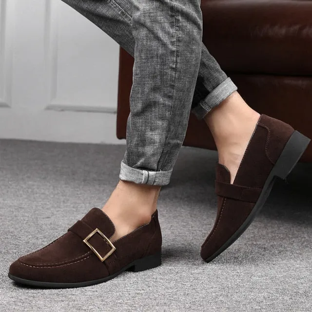 Stylish Square Toe Flock Loafers