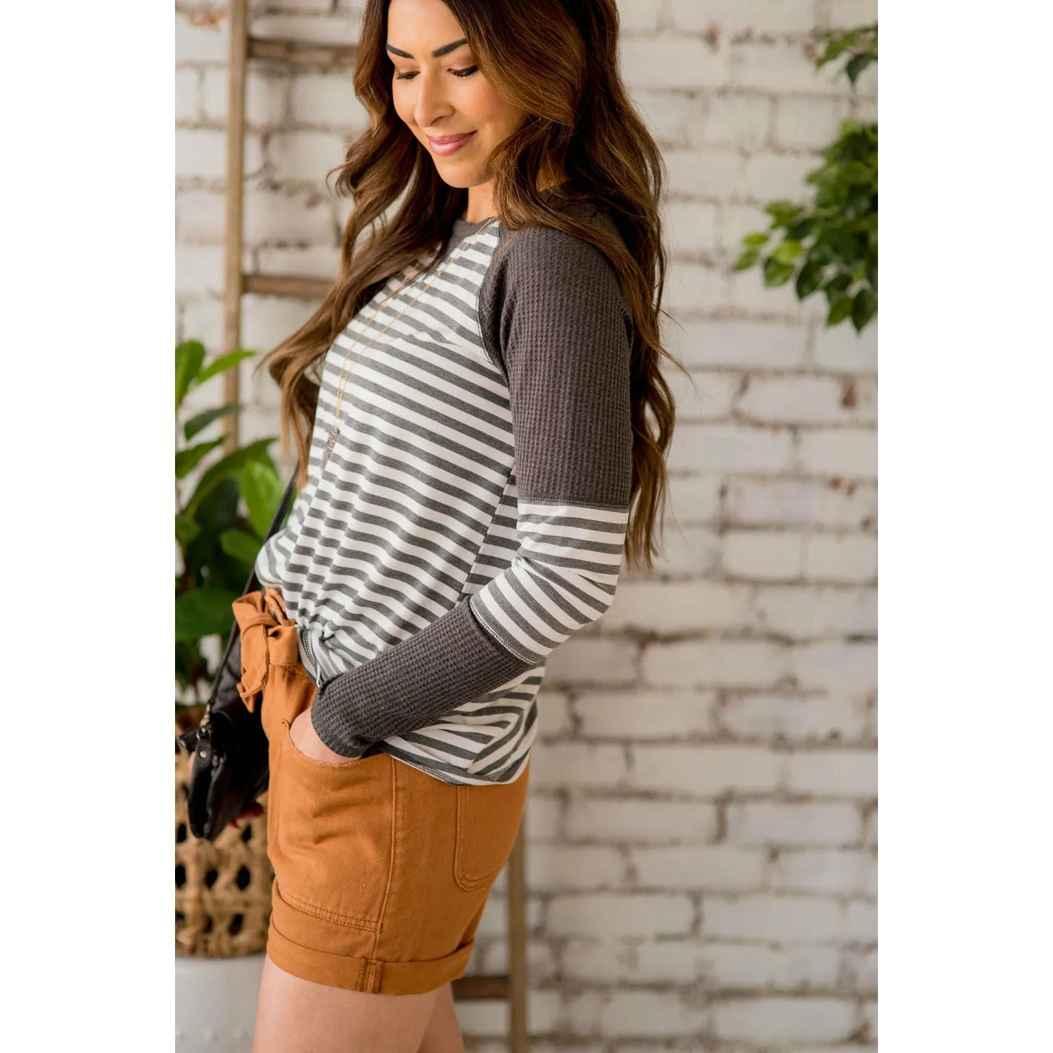 Thermal & Striped Long Sleeve Tee