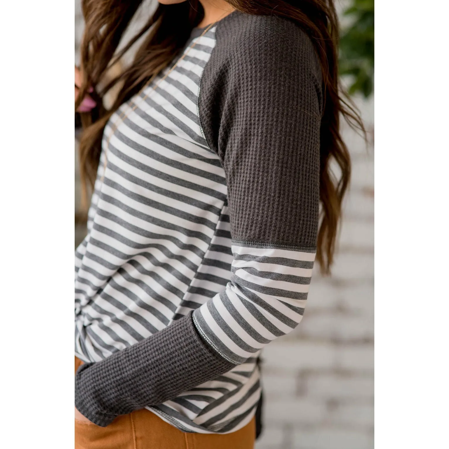 Thermal & Striped Long Sleeve Tee