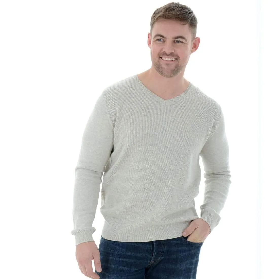 Threadbare Wilson Mens V-Neck Fine Knit Cotton Jumper