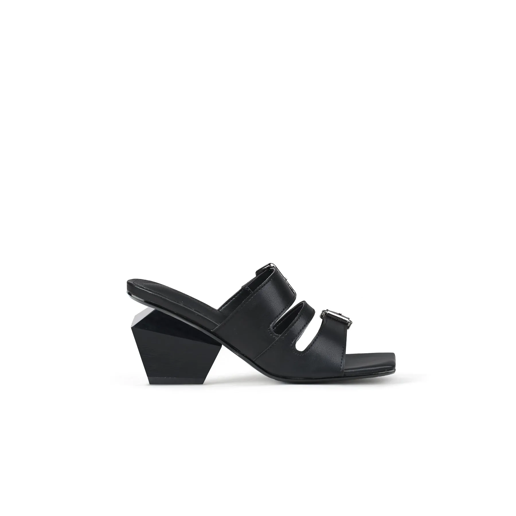 Triple Strap Heeled Mules