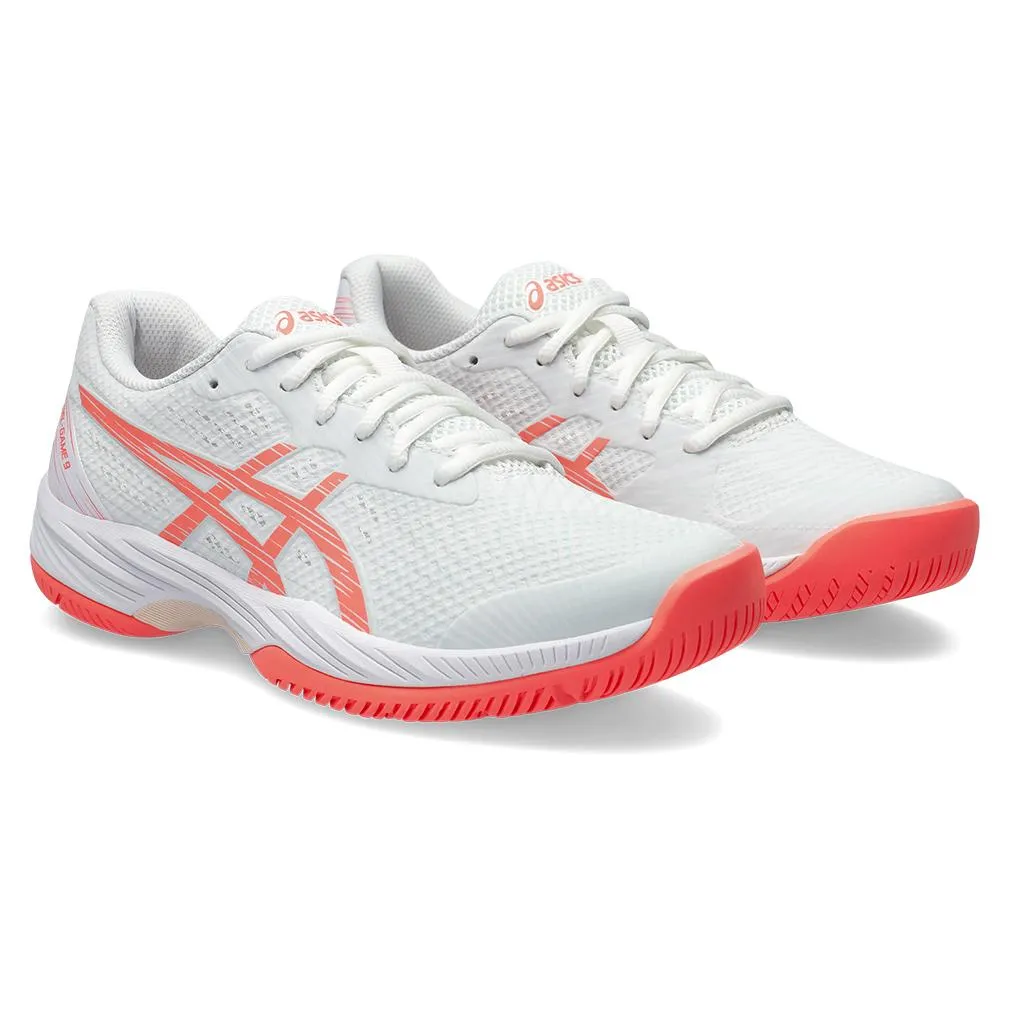 Women's Gel-Game 9 Tennis Shoes White and Sun Coral